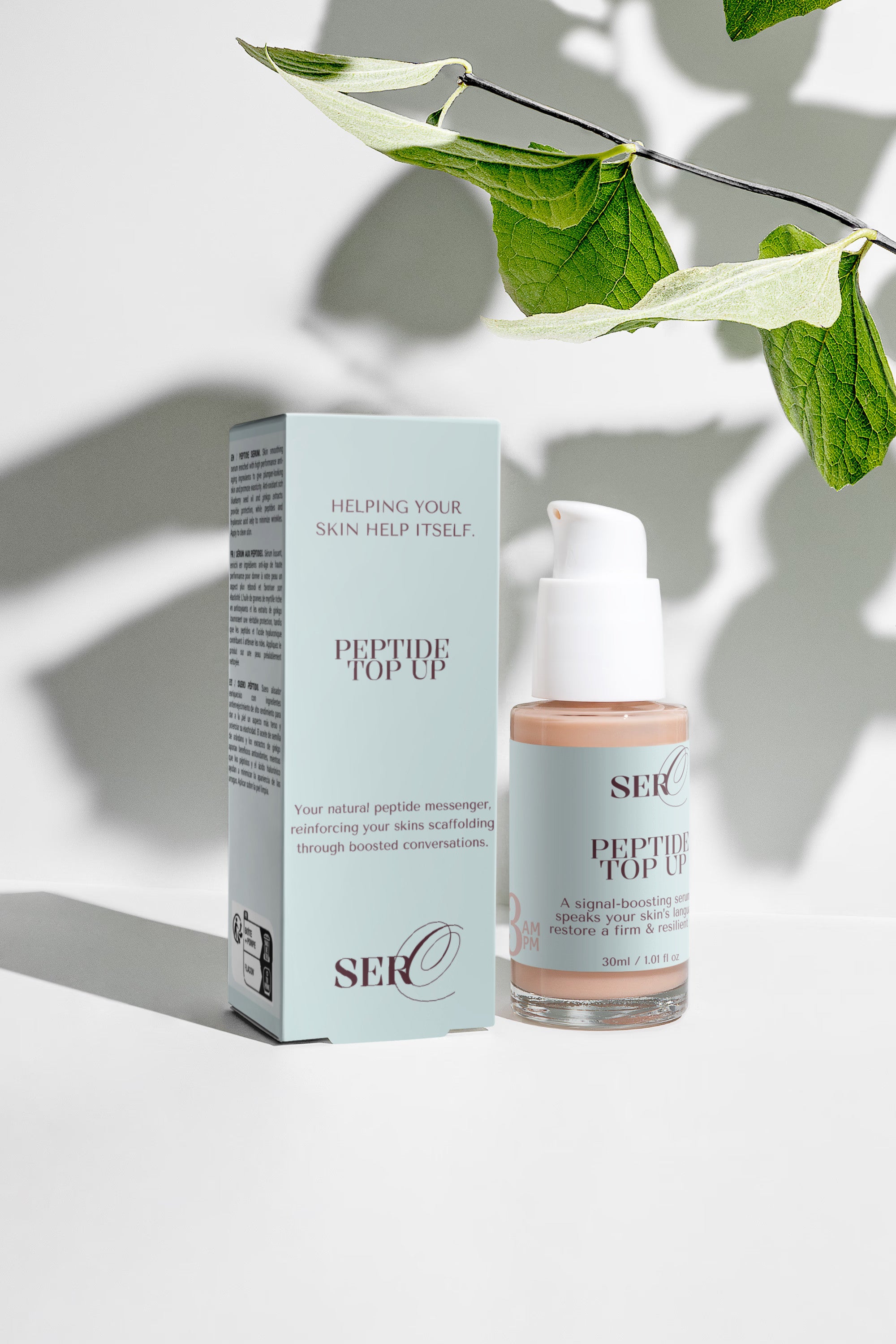 The Peptide Top-Up serum texture — lightweight formula for mature menopausal skin