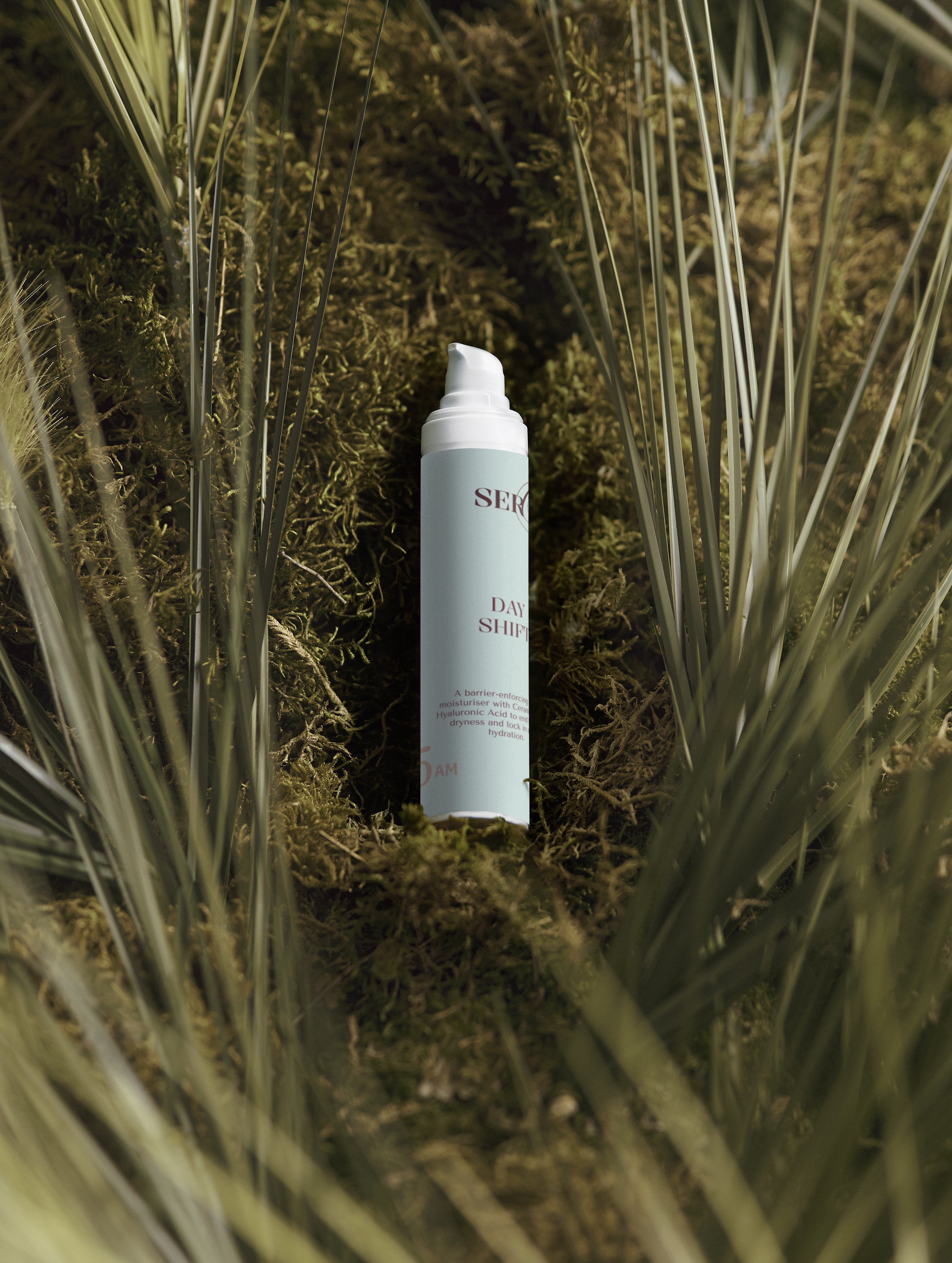 The Day Shift moisturiser packaging detail — organic menopause skincare by Face by SERO