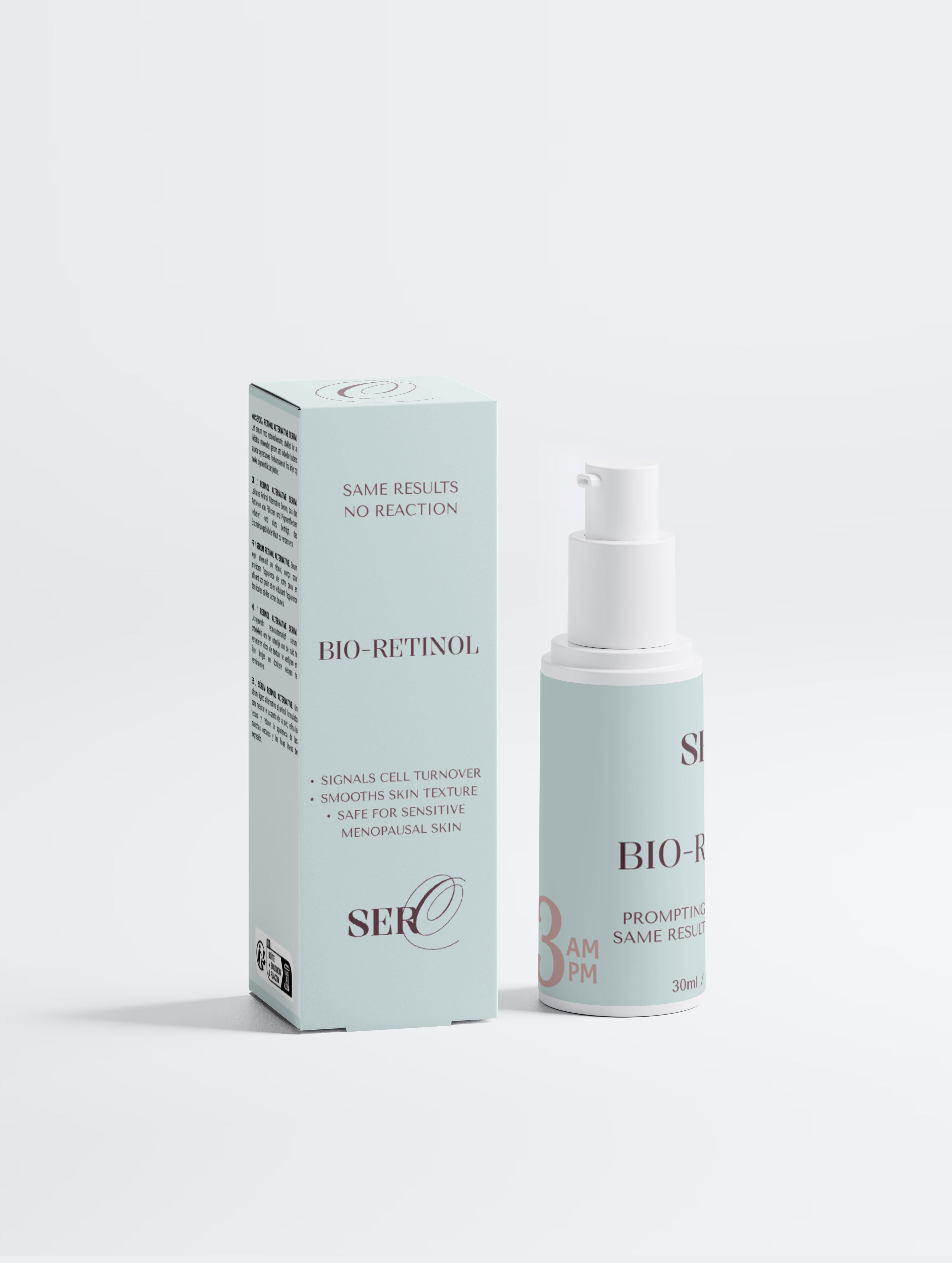Bio-Retinol serum applied to face — fades dark spots and boosts collagen during menopause