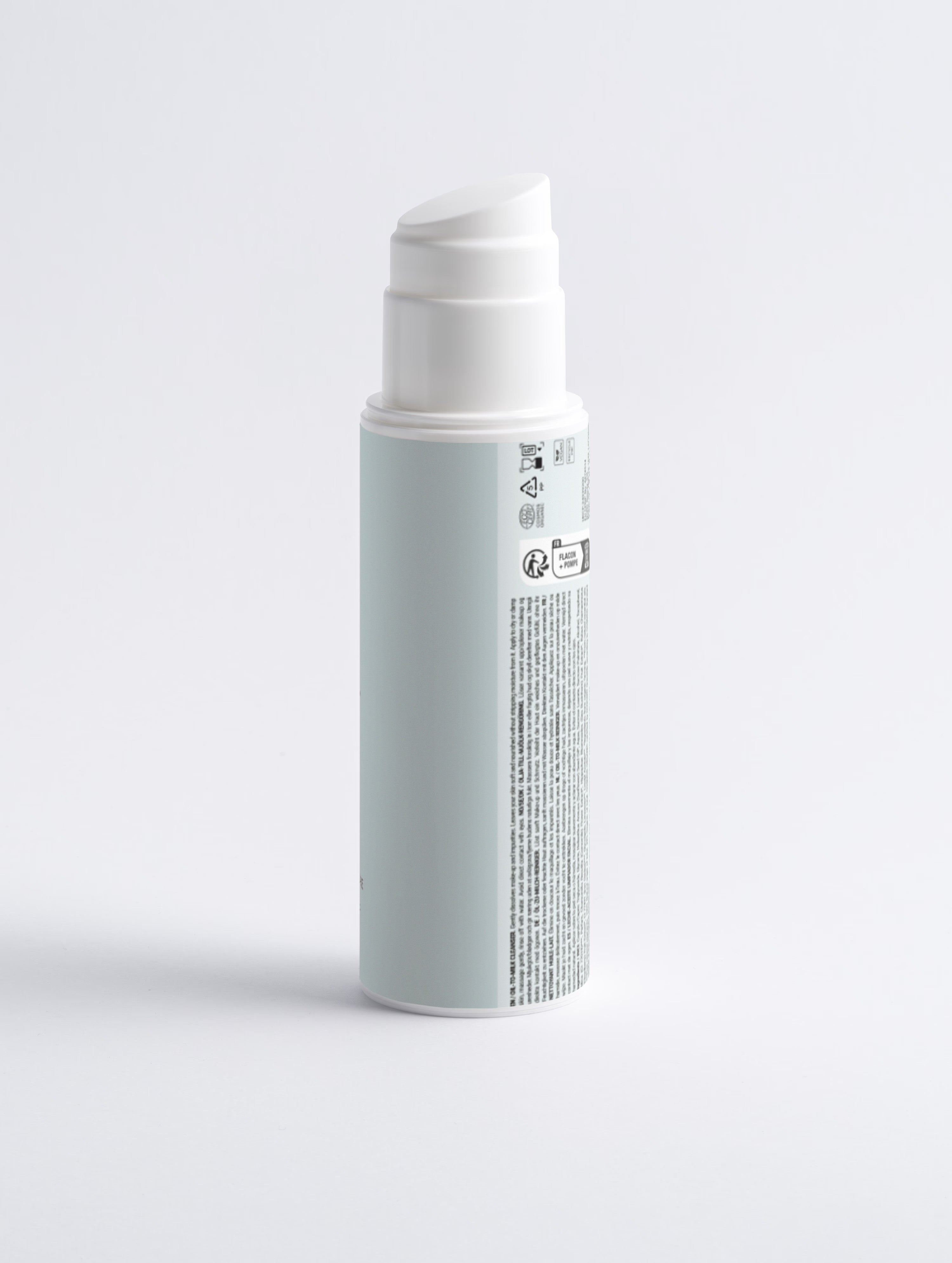 First Step cleanser texture transforming from oil to milk on skin